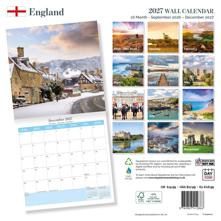 Dayplanner England / Engeland Kalender 2027