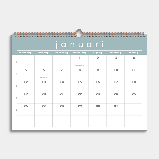 De Hobbit A3 Maandkalender 2026 Grijs Groen