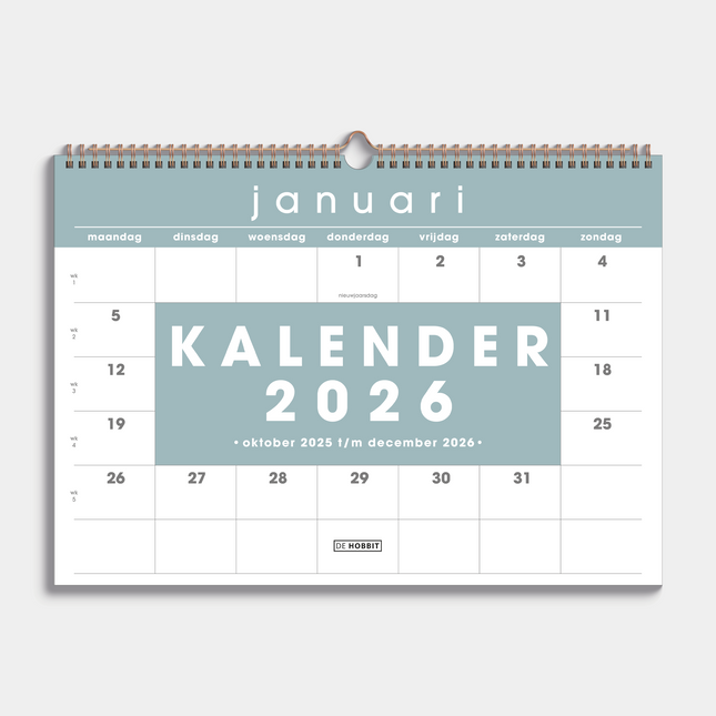 De Hobbit A3 Maandkalender 2026 Grijs Groen