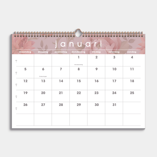 De Hobbit A3 Maandkalender 2026 Vintage Rozen