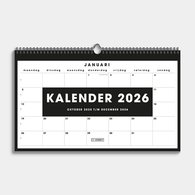 De Hobbit A3 Maandkalender 2026 Zwart