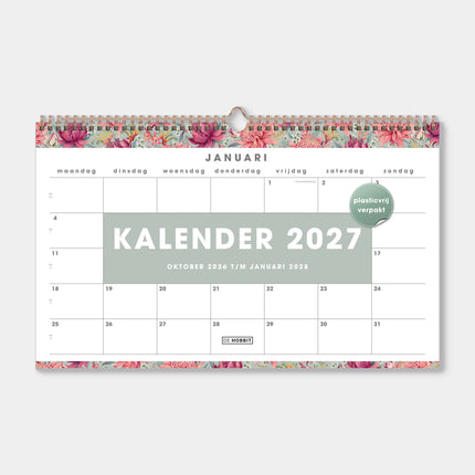 De Hobbit A3 Maandkalender 2027 Tropische Bloemen