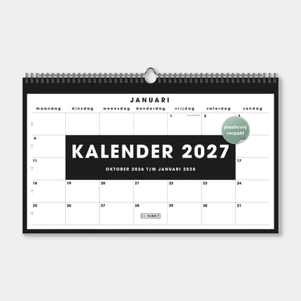 De Hobbit A3 Maandkalender 2027 Zwart