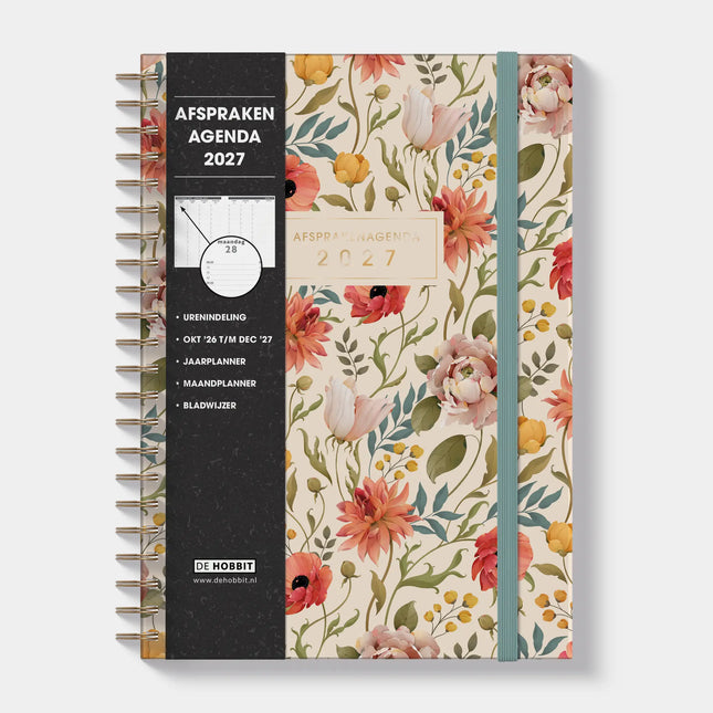 De Hobbit A4 Afsprakenagenda 2027 Vintage Bloemen
