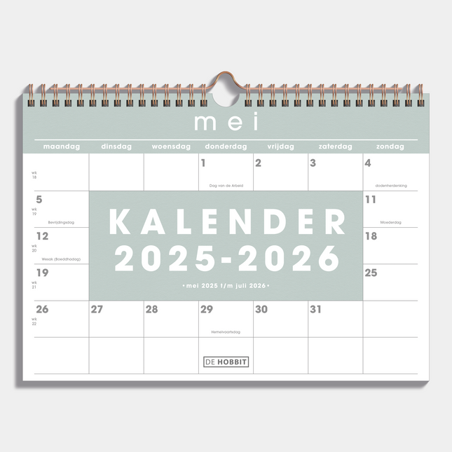 De Hobbit A4 Maandkalender 2025 - 2026 Grijsgroen