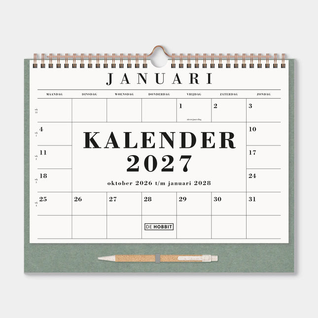 De Hobbit A4+ Maandkalender 2027 met Pen
