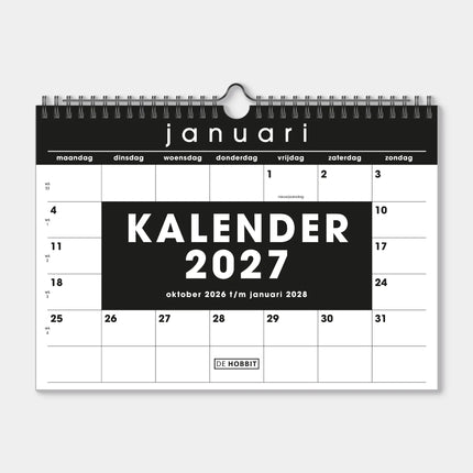 De Hobbit A4 Maandkalender 2027 Zwart