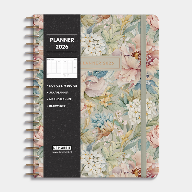 De Hobbit A4 Ringband Planner 2026 Vintage Bloemen