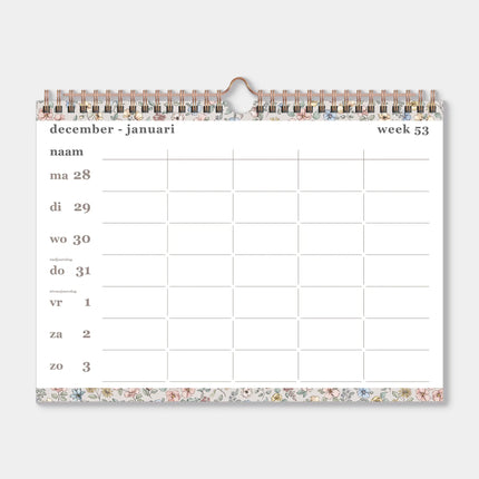 De Hobbit A4 Spiraal Familieplanner 2027 Bloemen 5 Personen