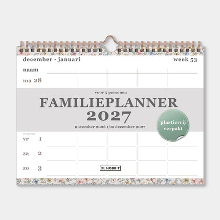 De Hobbit A4 Spiraal Familieplanner 2027 Bloemen 5 Personen