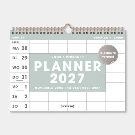 De Hobbit A4 Spiraal Familieplanner 2027 Groen