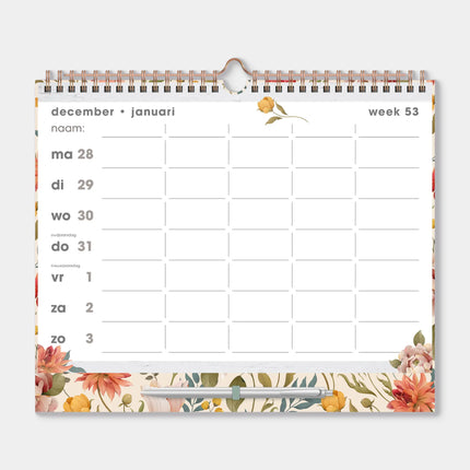 De Hobbit A4 Spiraal Familieplanner 2027 met Pen