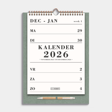 De Hobbit A4 Spiraalkalender 2026 Groen
