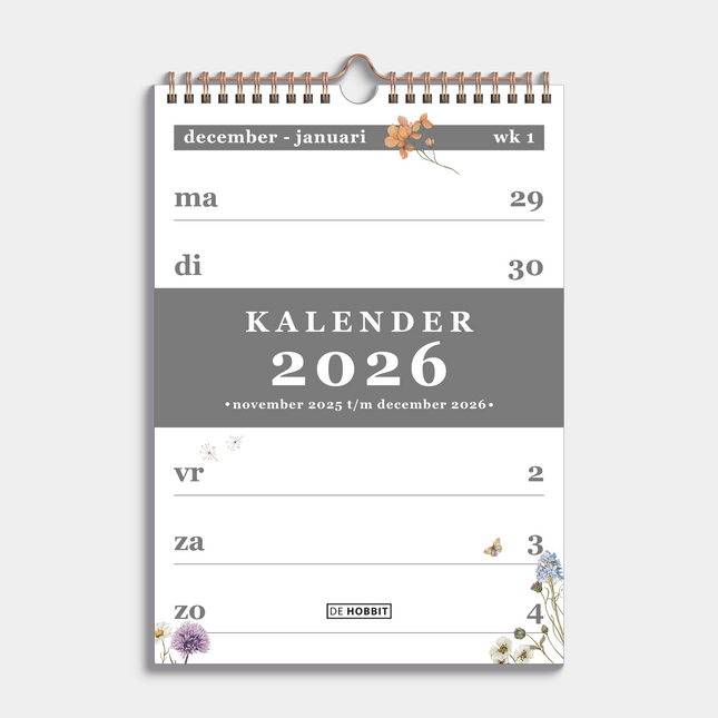 De Hobbit A4 Spiraalkalender 2026 Weidebloemen