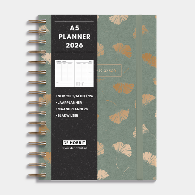 De Hobbit A5 Ringband Planner 2026 Ginkgo