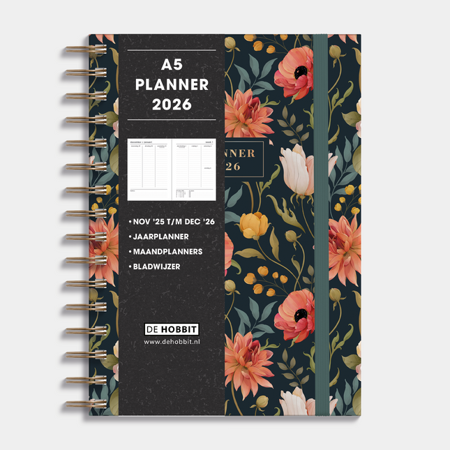 De Hobbit A5 Ringband Planner 2026 Vintage Roos