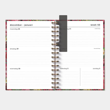 De Hobbit A5 Ringband Planner 2027 Rood Botanisch