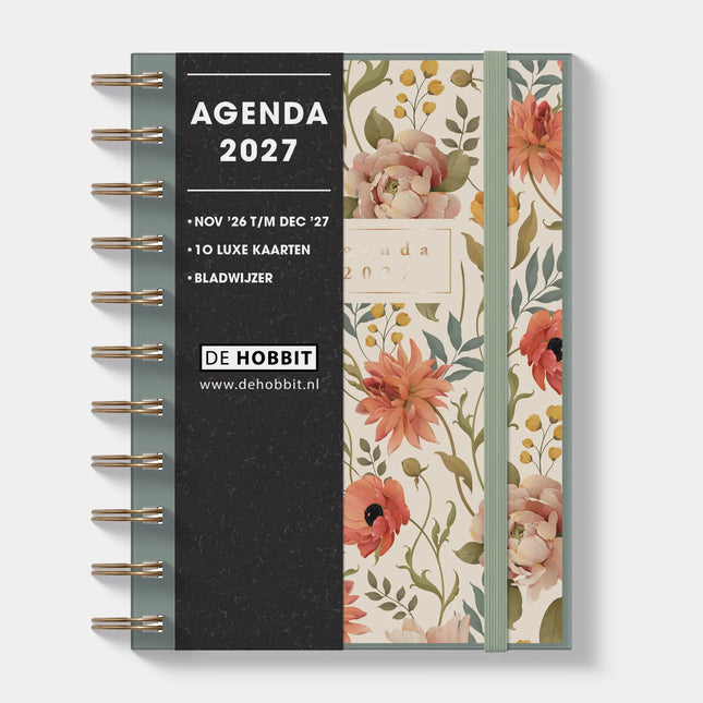 De Hobbit A6 Spiraal Agenda 2027 Vintage Bloemen