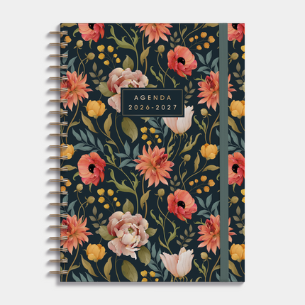 De Hobbit Agenda 2026-2027 A4 Vintage Bloemen