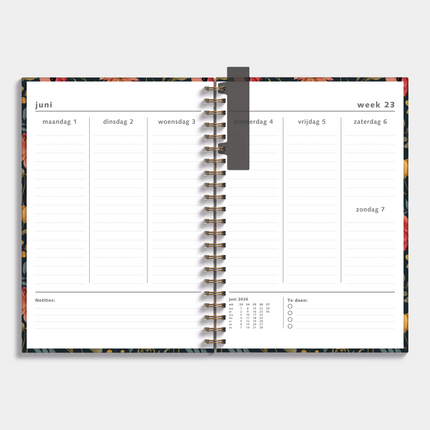 De Hobbit Agenda 2026-2027 A4 Vintage Bloemen