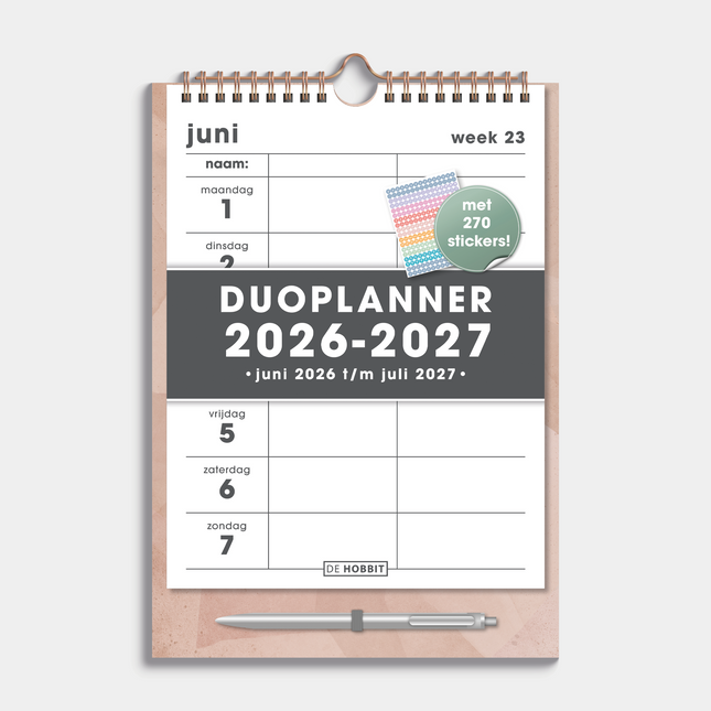 De Hobbit Duoplanner 2026-2027 A4 Abstract Oudroze