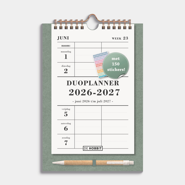 De Hobbit Duoplanner 2026-2027 A5+ Groen