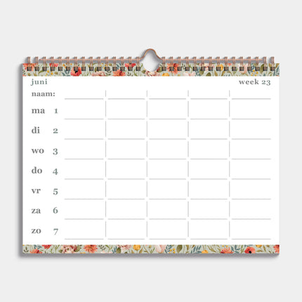 De Hobbit Familieplanner 2026-2027 A4+ Vintage Bloemen