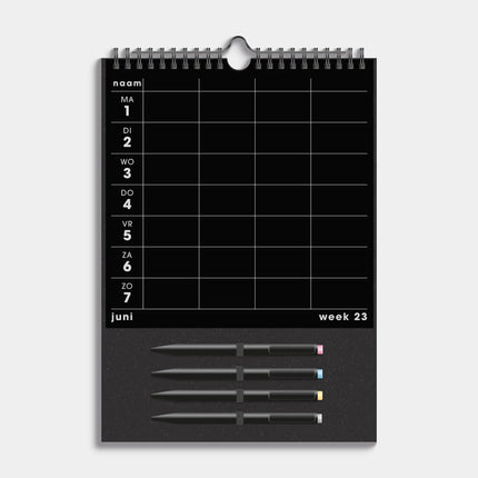De Hobbit Familieplanner Markers 2026-2027 A4+ Zwart
