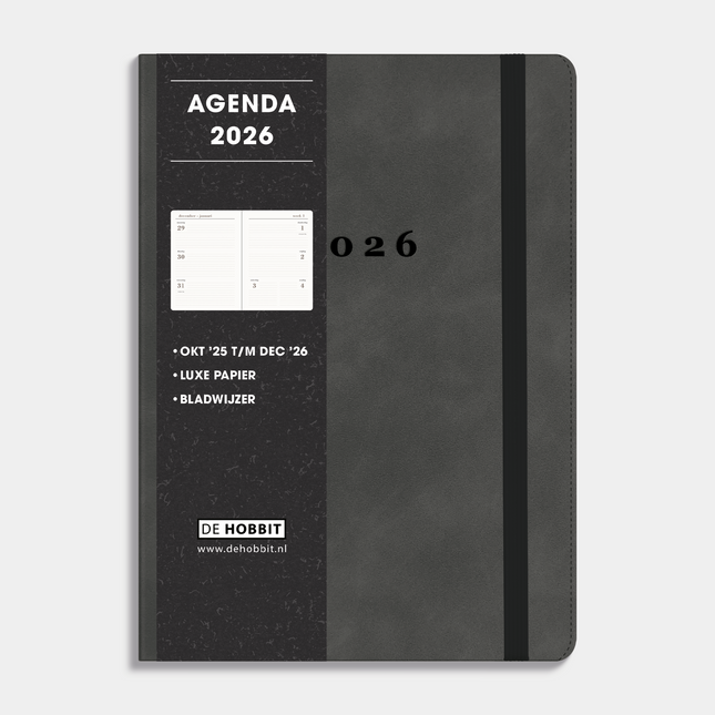 De Hobbit Luxe A5 Agenda 2026 Grijs