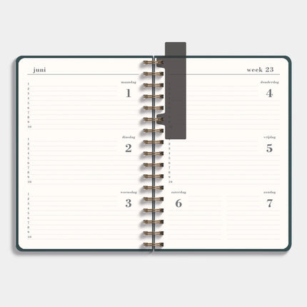 De Hobbit Luxe Ringband Schoolagenda 2026-2027 A5 Suedelook Petrolblauw