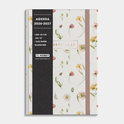 De Hobbit Luxe Schoolagenda 2026-2027 ±A5 Aquarel Wilde Bloemetjes