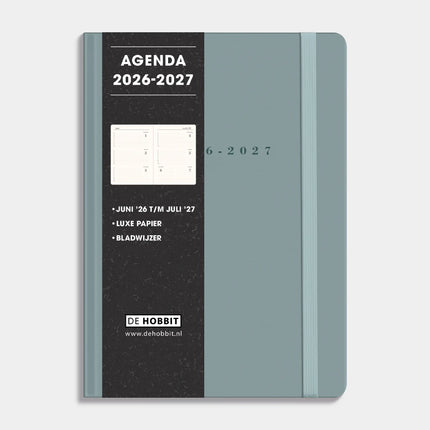 De Hobbit Luxe Schoolagenda 2026-2027 A5 Suedelook Grijsblauw