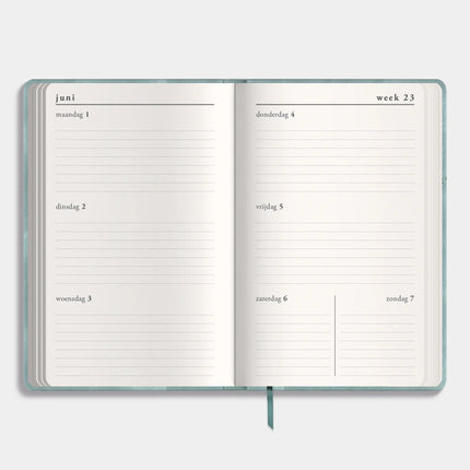 De Hobbit Luxe Zakagenda 2026-2027 ±A6 Suedellook Aqua