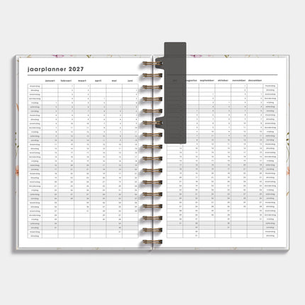 De Hobbit Ringband Agenda 2026-2027 A5 Aquarel Bloemetjes