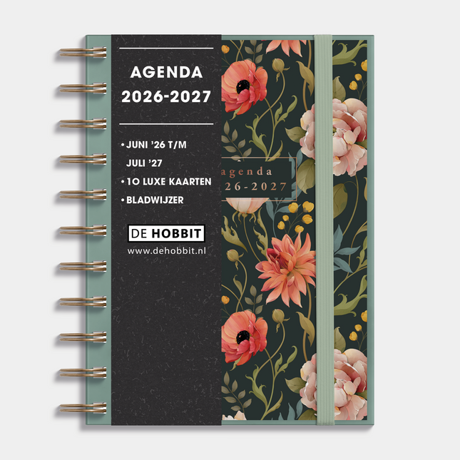 De Hobbit Ringband Agenda 2026-2027 A6 Vintage Bloemen