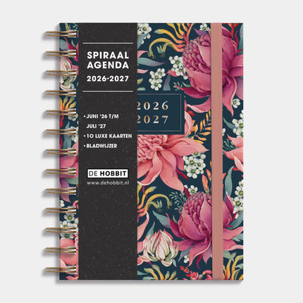 De Hobbit Ringband Agenda 2026-2027 Medium Tropische Bloemen