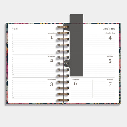 De Hobbit Ringband Agenda 2026-2027 Medium Tropische Bloemen