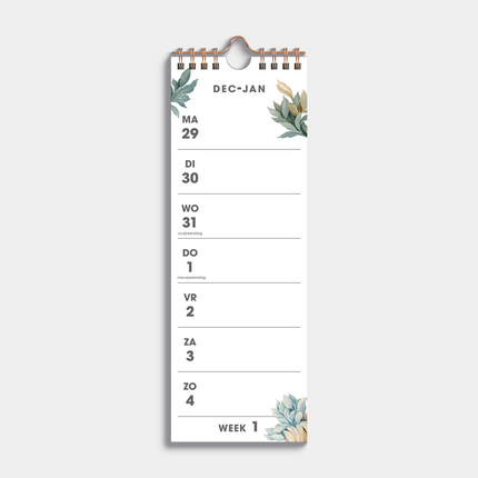 De Hobbit Weekkalender Smal 2027 Vintage Bloemen