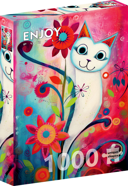 Enjoy A Happy White Cat Puzzel 1000 Stukjes