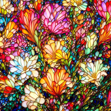 Enjoy Abstract Stained Glass Flower Garden Puzzel 1000 Stukjes