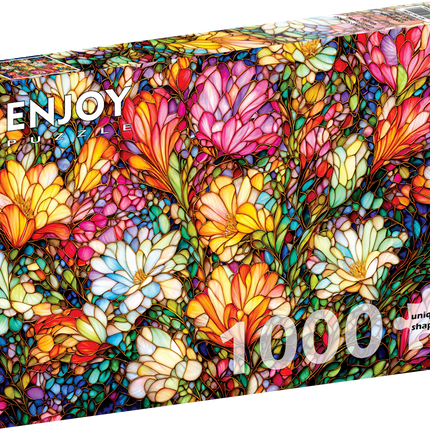 Enjoy Abstract Stained Glass Flower Garden Puzzel 1000 Stukjes