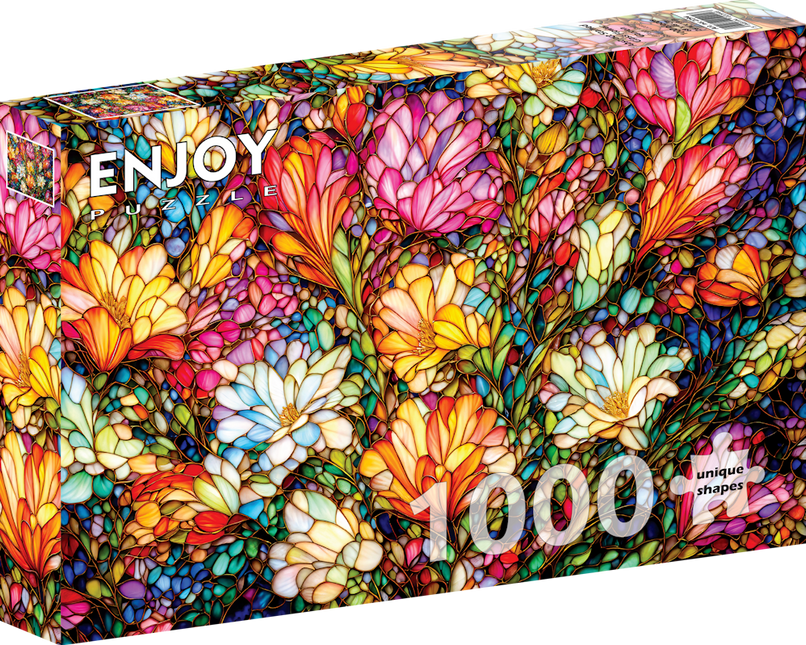 Enjoy Abstract Stained Glass Flower Garden Puzzel 1000 Stukjes