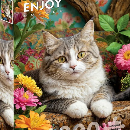 Enjoy Cat in Bloom Puzzel 1000 Stukjes