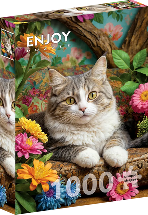 Enjoy Cat in Bloom Puzzel 1000 Stukjes
