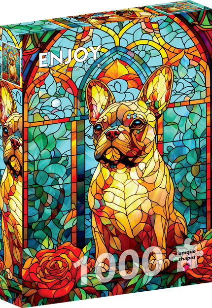Enjoy French Bulldog Stained Glass Puzzel 1000 Stukjes