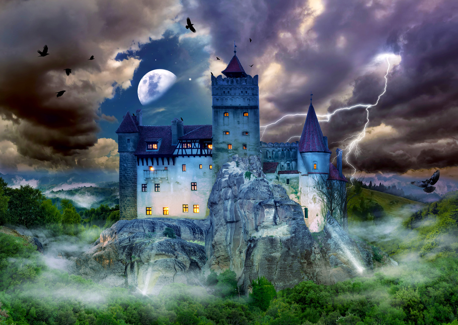 Enjoy Spooky Night at Dracula's Castle Puzzel 1000 Stukjes
