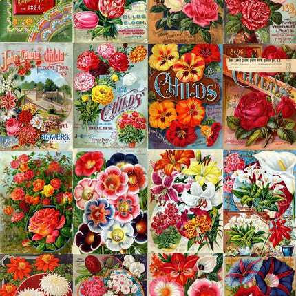 Enjoy Vintage Flower Seed Catalog Collage Puzzel 1000 Stukjes