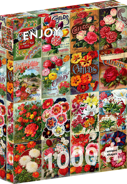 Enjoy Vintage Flower Seed Catalog Collage Puzzel 1000 Stukjes