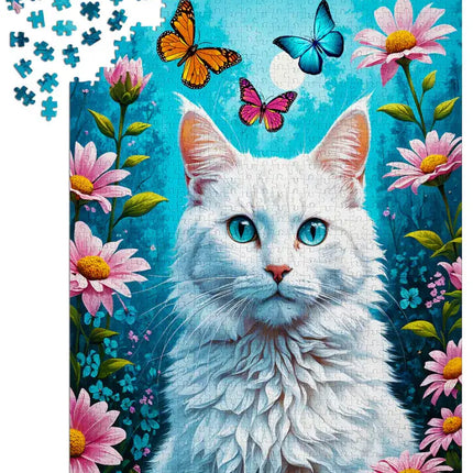 Enjoy White Cat Puzzel 1000 Stukjes