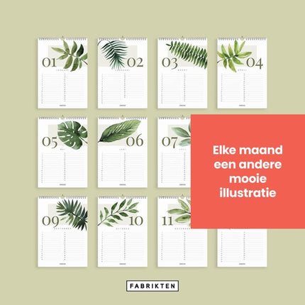 Fabrikten Verjaardagskalender Botanisch A4